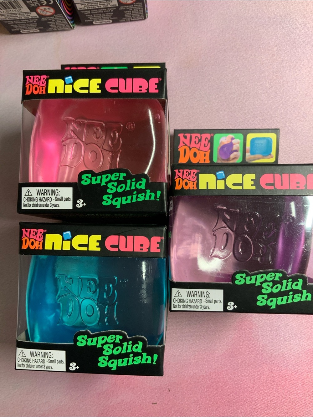 Needoh Nice Cube Squishy Blue Pink Purple